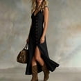 thumbnail image 5 of YuXingFu Womens Dresses with Pockets Plus Size Maxi V-Neck Plus Size Womens Dress Sleeveless for Vacation Long Casual Summer Black XL, 5 of 9