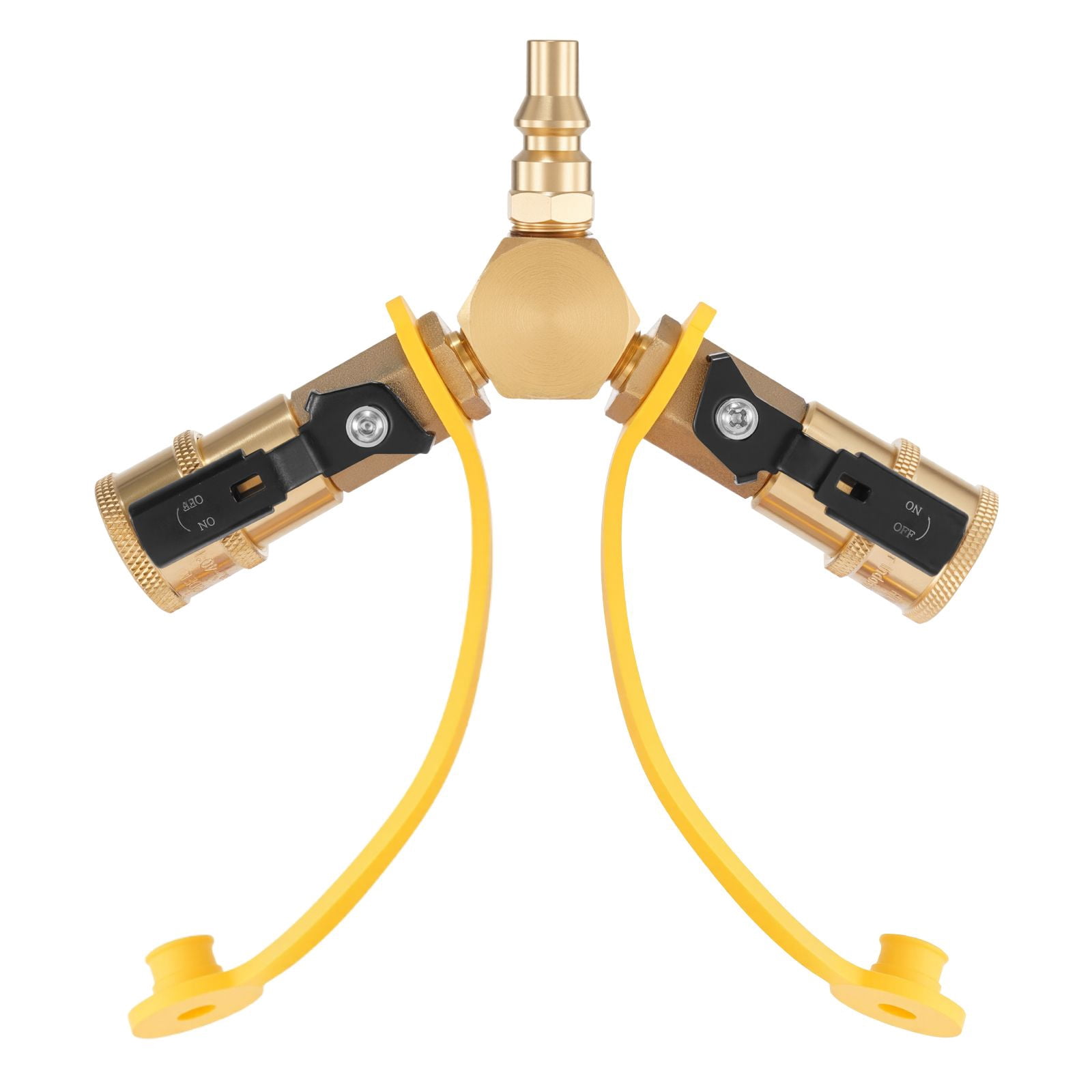 Dranite RV Propane Quick Connect Y Splitter Adapter with Shutoff Valve