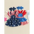 thumbnail image 3 of Hirigin 4th of July Baby Girl Outfits 0 3 6 12 18 24 Months Ruffle Sleeve Romper Star Stripe Suspender Skirt Overalls Dress, 3 of 8