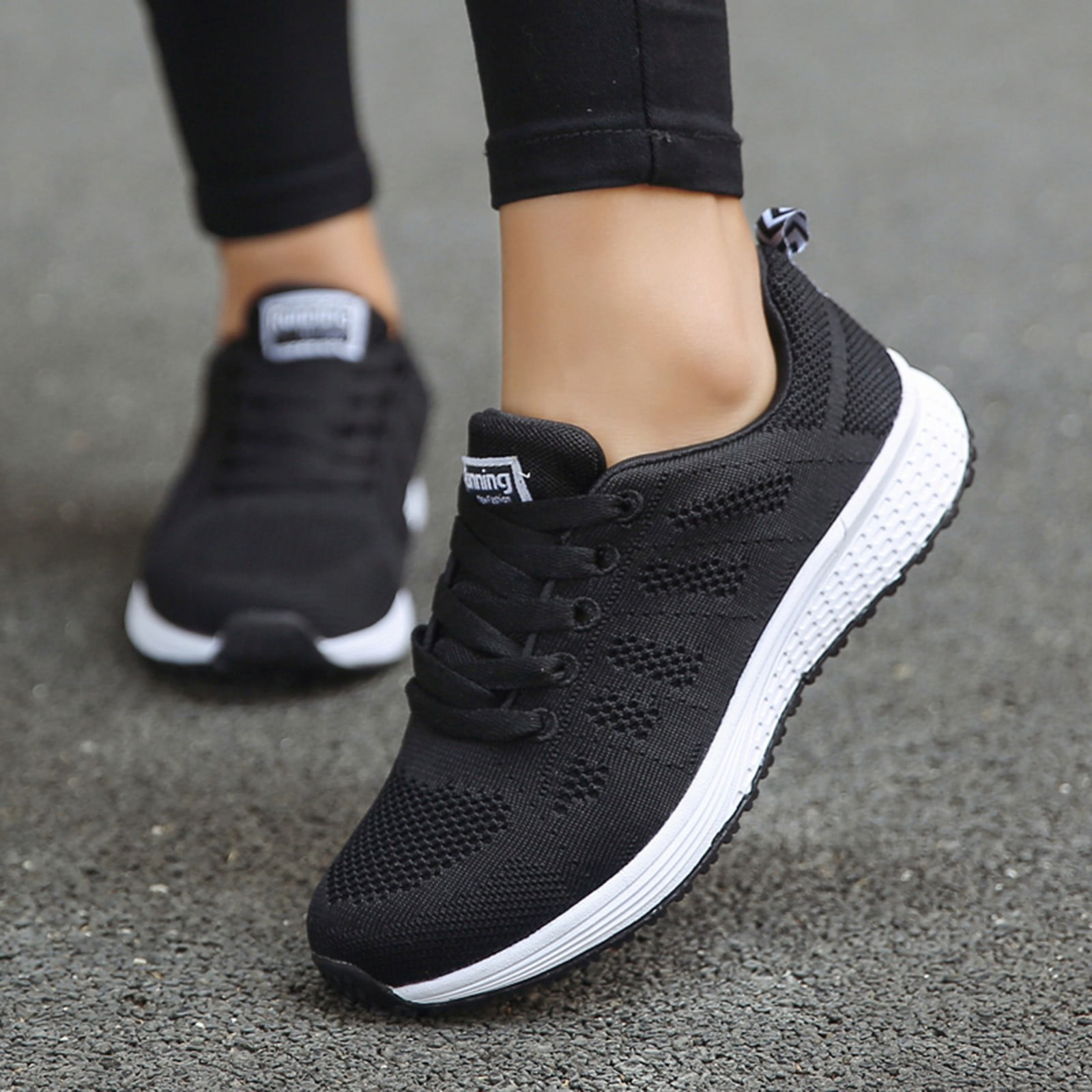 PMUYBHF Male Mens Leather Shoes Casual White Women Ladies Breathable Mesh Air Cushion Mesh Casual Lightweight Soft Bottom Lace up Running Shoes 44 Walmart