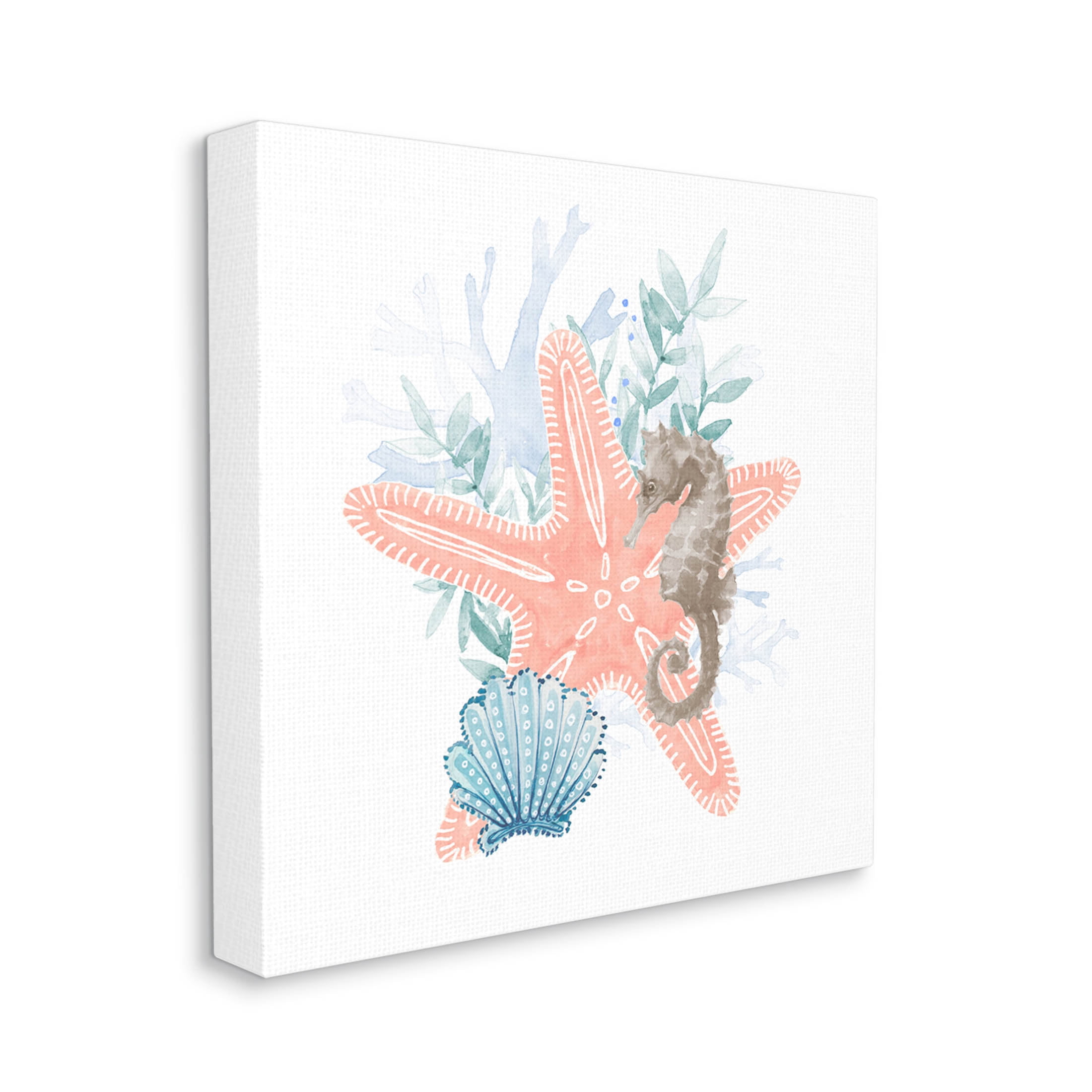 Seahorse Starfish Layered Coral Animals & Insects Graphic Art Gallery Wrapped Canvas Print Wall Art