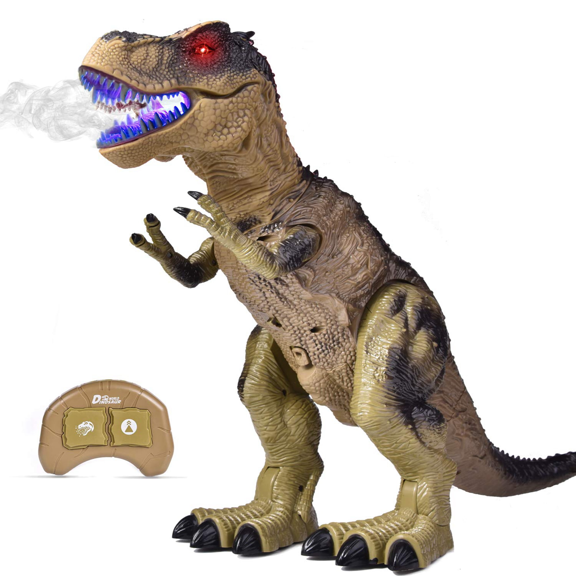 Remote Control Dinosaur Toys LED Light Up Walking Dragon Roaring and Spraying Smoke Realistic t rex Dinosaur Toys for Boys and Girls 3-12 Years 