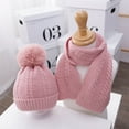 thumbnail image 2 of Penkiiy Baby Hats Baby Winter Hat Newborn Infant Baby Boys Girls Warm Knit Crochet Pompon Hat Beanie Cap+Scarf Pink Hat for One Size, 2 of 3
