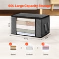 thumbnail image 2 of VEVOR 60L Large Storage Bags, 6 Pack Clothes Storage Bin, Foldable Closet Organizers Containers with Handle, Nov-woven Fabric Storage Bag for Clothing, Blanket, Comforter, Bed Sheet, Pillow(Grey), 2 of 9
