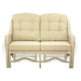 thumbnail image 2 of SK New Interiors Malibu Lounge Loveseat Sofa ECO Natural Rattan Wicker Handmade Design w/Cream Cushions, White Wash, 2 of 4