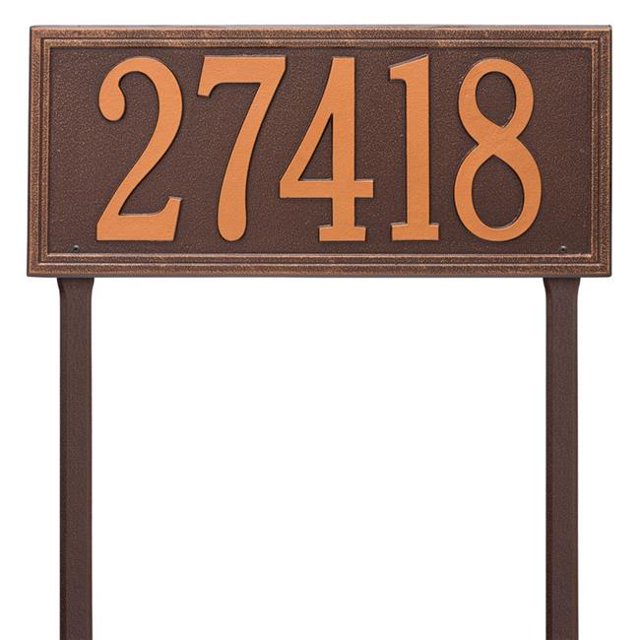 Whitehall Products 6114AC Estate Lawn One Line Double Line Address Plaque, Antique Copper