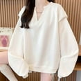 thumbnail image 4 of Sexlip Oversized Sweatshirt for Women Crewneck Long Sleeve Pullover Hoodies Tops Solid Color Fall Fashion Outfits Clothes White XXL, 4 of 9