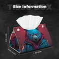 thumbnail image 6 of Lsque Neon Cyberpunk Blue Bear Printed Long Tissue Box Cover Holder, Facial Paper Organizer Dispenser,Triangle with Bottom Belt, PVC Leather Decorative Organizer, 6 of 9