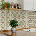 thumbnail image 3 of Mi Alma Removable Vinyl Floral Purple Orange Backsplash Tile Stickers, 24pcs, 3 of 16