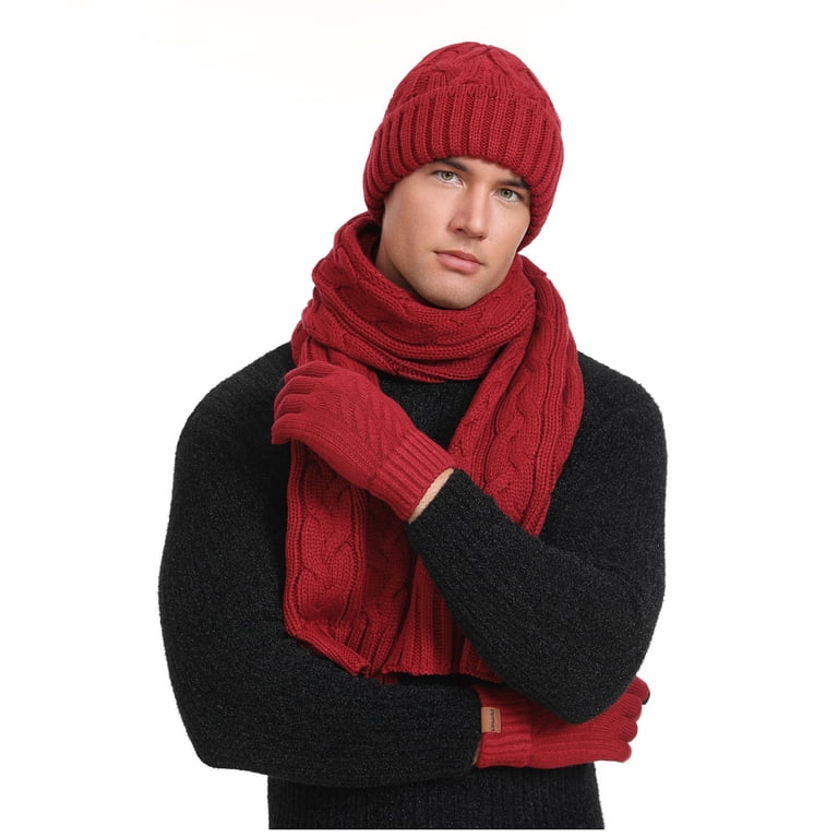 Winter Beanie Scarf Gloves Headband Set Fleece Lined Touchscreen jobturf Beanie Scarf Gloves Headband Set for Men Women  main image 3