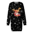 thumbnail image 4 of FYEGRE Women's Hoodless Print Sweater Dress Long Sleeve Crewneck Casual Loungewear Tunic Pullover For Fall Winter Holiday Season Party Outfit Comfortable Soft Warm Fashion Apparel Black XXXL, 4 of 5