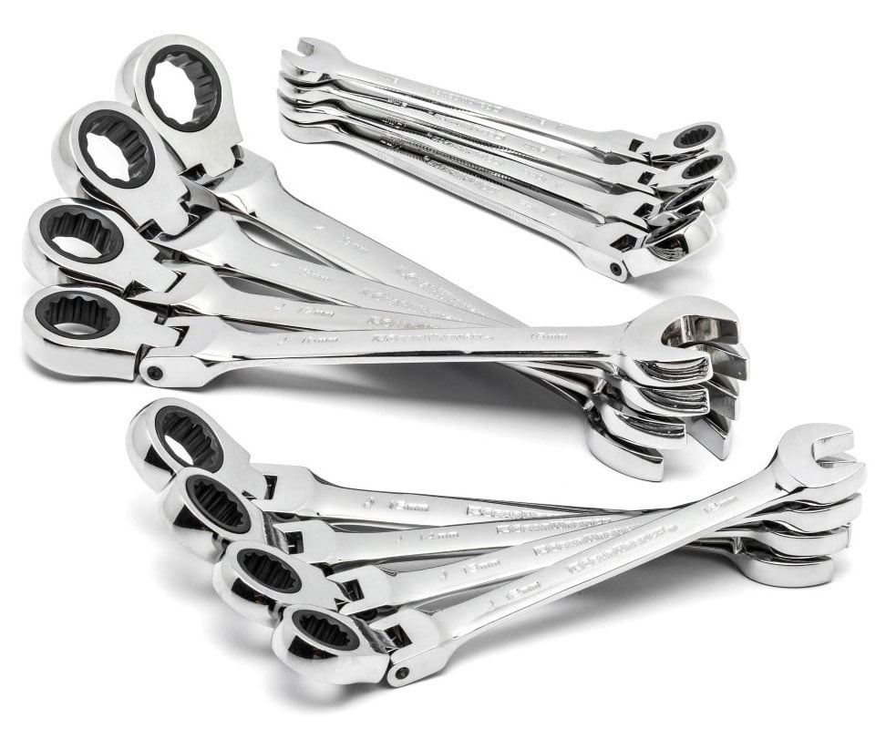 GearWrench 9901 12-Piece Metric Flex-Head Combination Ratcheting Wrench Set
