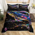 thumbnail image 2 of Galaxy Whale Duvet Cover Set King Size,Magical Ocean Animals Bedding Sets Teens Room Decor,Glowing Colorful Starry Sky Universe Comforter Cover Trippy Boho 3Pcs（No Comforter）, 2 of 6