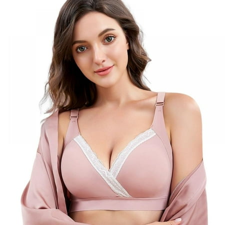 

Pretty Comy Nursing Bra Seamless V Neck Lace Maternity Bra for Women Pregnancy Breastfeeding Bra