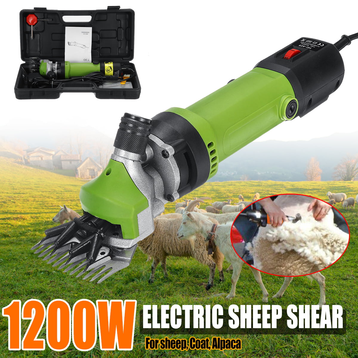 JEMPET Sheep/Horse Shears Farm Livestock Pet Supplies Sheep/Horse Clippers Electric Goat Shears Portable Electric Hair Fur Grooming Clippers for Horse Goats Alpacas Llamas Thick Coat Animals 
