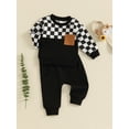 thumbnail image 5 of Hirigin Baby Boy 2Pcs Fall Winter Clothes 6 12 18 Months 2T 3T 4T Toddler Checkered Outfit Long Sleeve Pocket Sweatshirt Top Solid Jogger Pants Set, 5 of 8