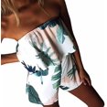 thumbnail image 1 of Women's Strapless Off Shoulder Printed Beachwear Short Rompers Jumpsuits, 1 of 4