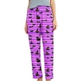 thumbnail image 2 of Women's Halloween Pajama Pants Purple Striped Black Cat Witch Hat Print Lounge Pants Elastic Waist Soft Sleepwear Casual Pj Bottoms for Lounge Sleep, 2 of 5