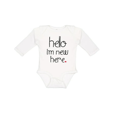 

Inktastic Hello I m New Here. Gift Baby Boy or Baby Girl Long Sleeve Bodysuit