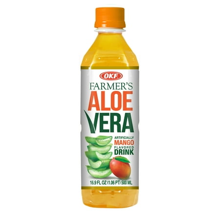 OKF Farmer's Aloe Vera Drink, Mango, 16.9 Fluid Ounce (Pack of