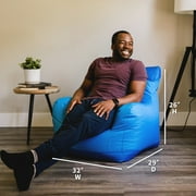Big Joe Dorm Bean Bag Chair with Drink Holder and Pocket for Teens and Kids, Two Tone Blue, Durable Easy-Clean Polyester Nylon Blend, 3 foot Gaming and Reading Nook Seat, Refillable