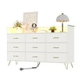 thumbnail image 1 of Yiwa Commode à 9 Tiroirs avec DEL, Armoire de Rangement Moderne Haute en Bois avec Lumières RVB Contrôlées par Application et Station de Recharge Intégrée (3 Prises/2 USB) pour Chambre, Garde-Robe, Salon, 1 of 8