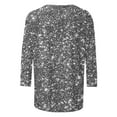 thumbnail image 4 of Women's 3/4 Sleeve Blouses Glitter Tops Crewneck Pullover Sweater Basic Casual Solid Color Tunic Tops Gray XL, 4 of 5