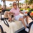 thumbnail image 3 of Golf Cart Seat Covers for 2 Seater,Beige Microfiber Cart Seat Towel Blanket,Retro Oil Painting Modern Abstract Art Aesthetics Absorbent NonSlip Bench Seats Protector for Golf Course 51"x31", 3 of 9