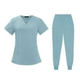 thumbnail image 2 of kusrkot Women's V Neck Short Sleeve Scrub Set, XXL, 2 of 6