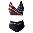 thumbnail image 3 of CONZONE Independence Day Womens Bikini Sets 4Th Of July 2 Peice Swimsuits for Women High Waisted Patriotic Usa Flag Graphic Lightweight Summer Beach Bathing Suits, 3 of 3