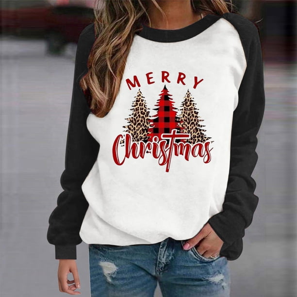 Pntutb moda mujer estampado cuello redondo pulóver tops manga larga cómoda blusa sudadera Pntutb Pntutb-1979