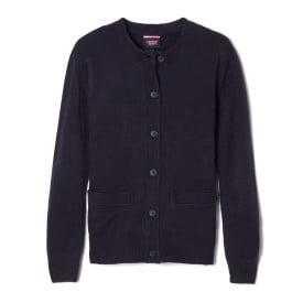 French Toast Girls Plus School Uniform Anti-Pill Crewneck Cardigan Sweater, Sizes 2T-20 & Plus