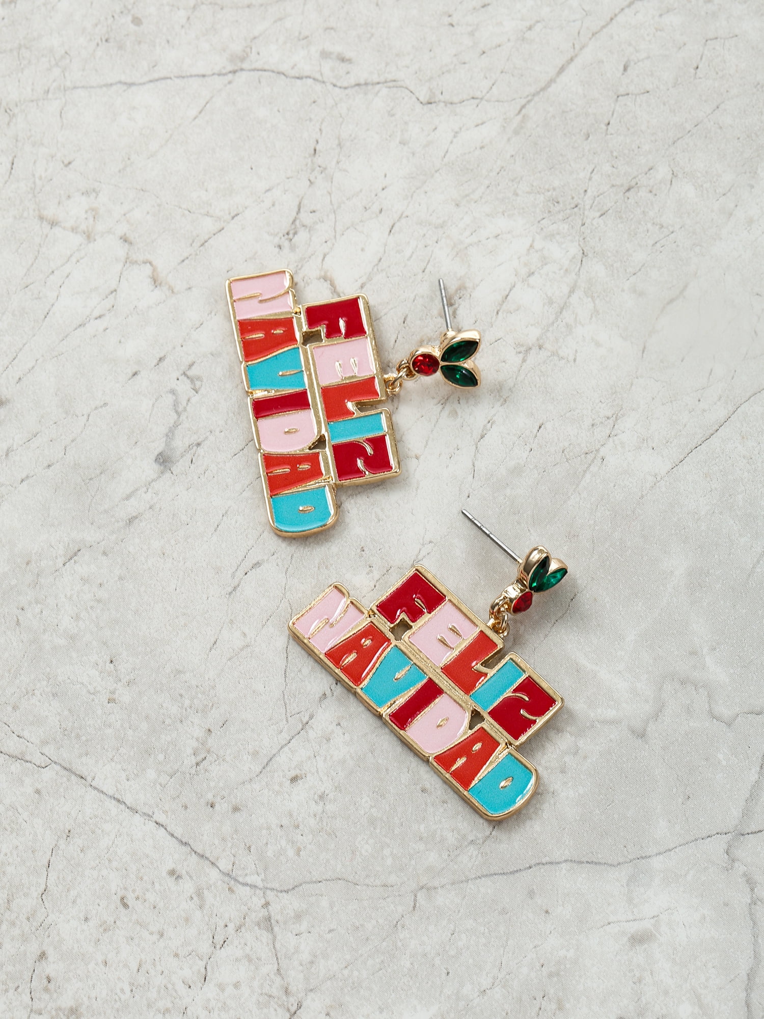 Holiday Time Feliz Navidad Earrings, 1 Pair