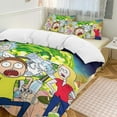 thumbnail image 6 of Thickened Bed Three Piece Set, Cartoon Rick And Morty Printed Soft Bedding Set With Pillow Shams 79"x90", 6 of 8
