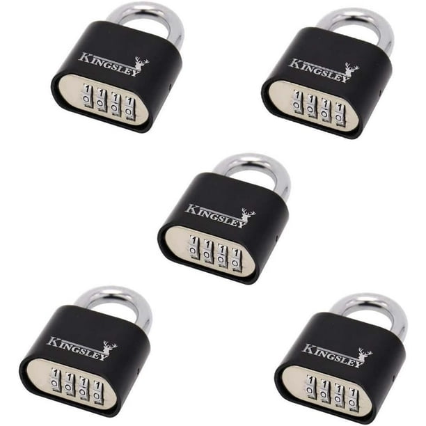 (5 Pack of Locks) Kingsley Locks 22L Combo Lock, 10,000 Possible