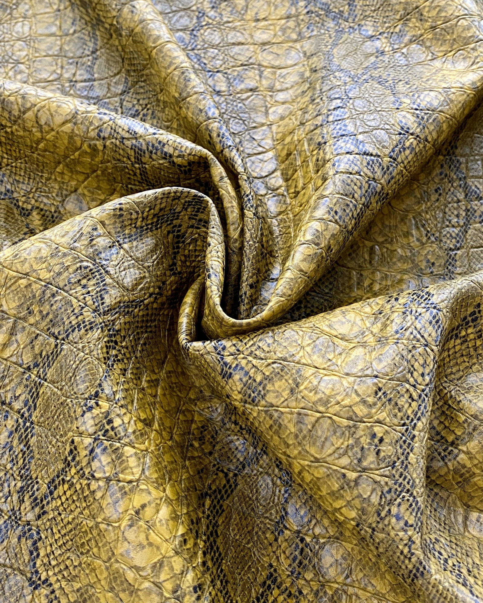 John Louden Snakeskin Faux Leather Fabric Gold - per yard