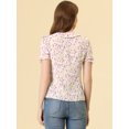 thumbnail image 3 of INSPIRE CHIC Blusa De Manga Corta Con Volantes Y Cuello Peter Pan Floral Para Mujer Rosa S, 3 of 4