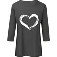 thumbnail image 4 of Plebaso Hauts Cœur pour Femmes Manches 3/4 Col Rond T-Shirts Graphiques Mignons Imprimés Blouses Décontractées pour Femmes, 4 of 6