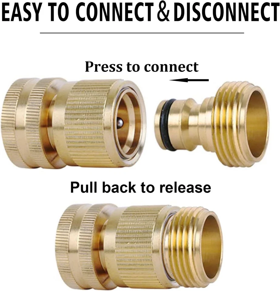 PURELY- 4X Garden Hose Quick Connect Water Hose Fitting 3/4" Brass Female Male Connector