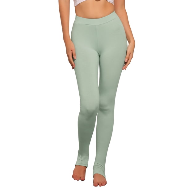 LEGGINGS DE ALGODÓN CHIC PARA MUJERES CON CINTURA ELÁSTICA PANTALONES DE GIMNASIO YOGA SUAVES PANTALONES DE NAVIDAD CON TIRANTES TALLA XS VERDE CLARO