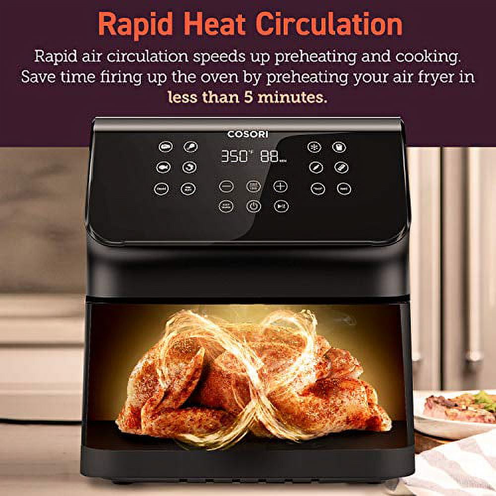 COSORI 12-in-1 Air Fryer with Cookbook(100 Recipes) XL 5.8QT 1700-Watt Air Fryer Oven (Black)-New, 12.65 in