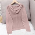 thumbnail image 7 of Cekizud Hooded Knit Cardigan for Women Long Sleeve Button Front Drawstring Hood Casual Cardigan Sweater, Free Size, 7 of 7