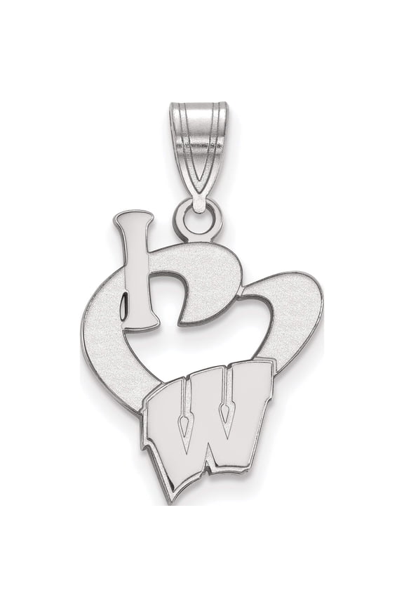 Sterling Silver Ss Rh-P Logoart University Of Wisconsin Large I Love Logo Pendant (24 X 15) Made In United States ss020uwi