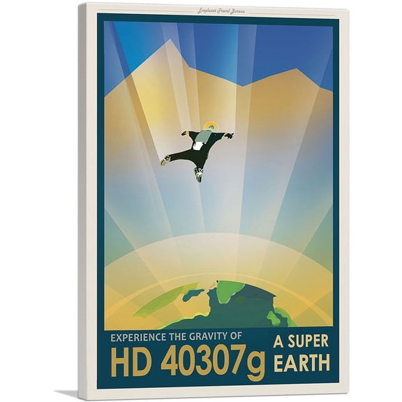 ARTCANVAS HD40307G Super Earth Experience the Gravity NASA Poster Canvas Art Print - Size: 12" x 8" (0.75" Deep)