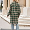 thumbnail image 4 of SWSMCLT Women's Plaid Printed Trench Coat Long Sleeve Button Down Shirt Soft Fall Button Casual Long Tops Split Spring Green Medium, 4 of 4