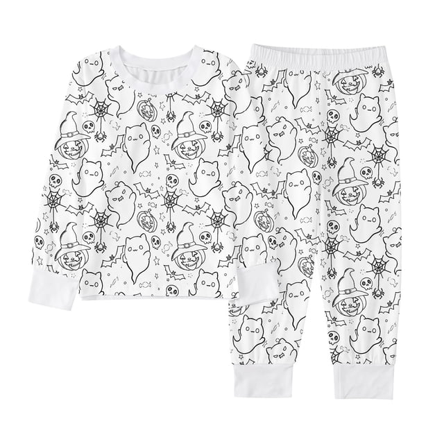Ensemble de Pyjama Halloween pour Garçons Manches Longues avec Imprimé DIY Confortable pour Enfants 2 10 Ans