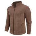 thumbnail image 2 of JUSLIO Winter Coats for Men Casual Pockets Long Sleeve Zipper Coat Standing Collar Casual Jackets Fleece Coats Brown L, 2 of 9
