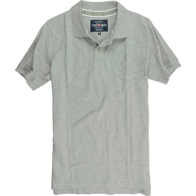 Ecko Unltd. Polo de rugby con rinoceronte bordado en la sisa para hombre, gris, mediano