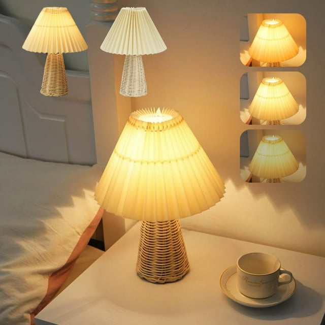 Fiudx Lámpara de Mesa con Regulación Continua, Alimentación Por Usb, Bombilla Led Incluida, Pantalla de Tela de Lino Beige, Base de Madera Maciza, Ideal para Dormitorio, Oficina, Dormitorio Universit