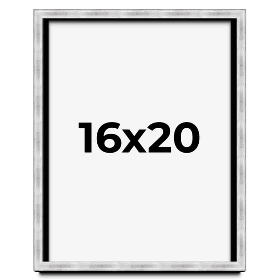 16x20 Frame Brushed Silver Solid Wood Picture Frame | 0.75 Inch Moulding Width | Rabbet Depth 0.75
